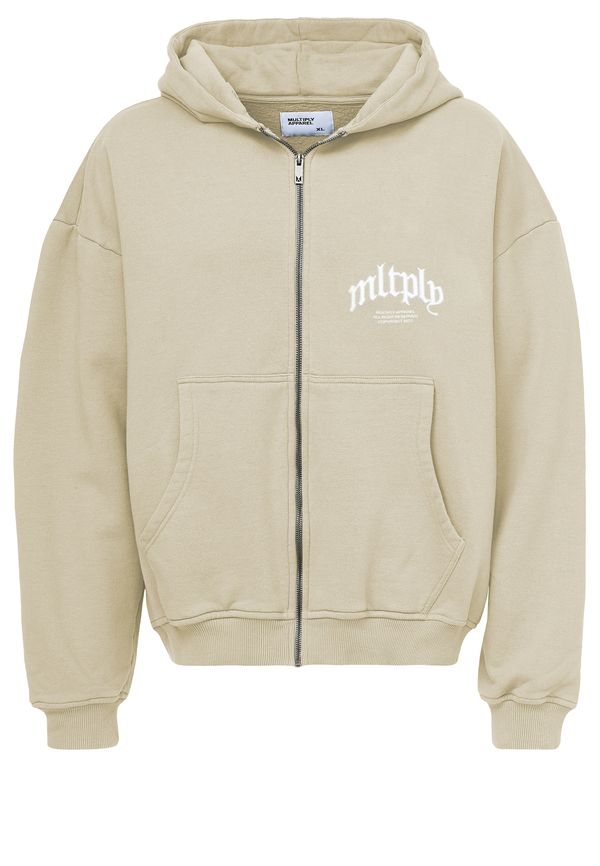 Multiply Apparel Multiply Apparel Суичъри с качулка  светлокафяво / бяло