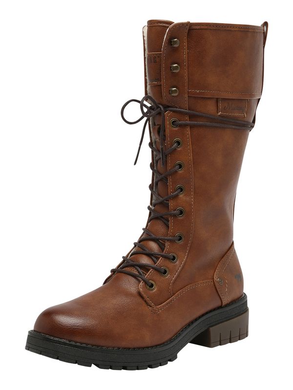 MUSTANG MUSTANG Ботуши с връзки  карамел / черно