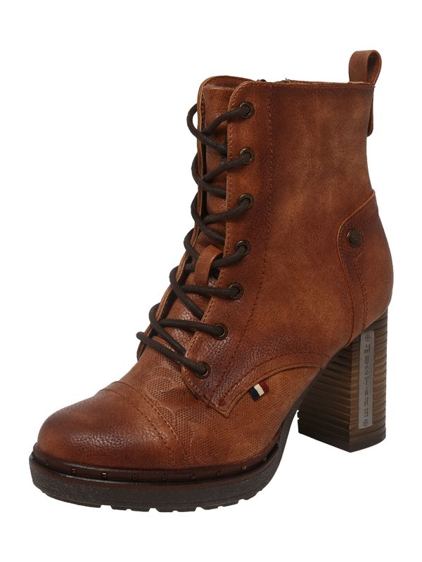 MUSTANG MUSTANG Ниски ботуши с връзки  коняк