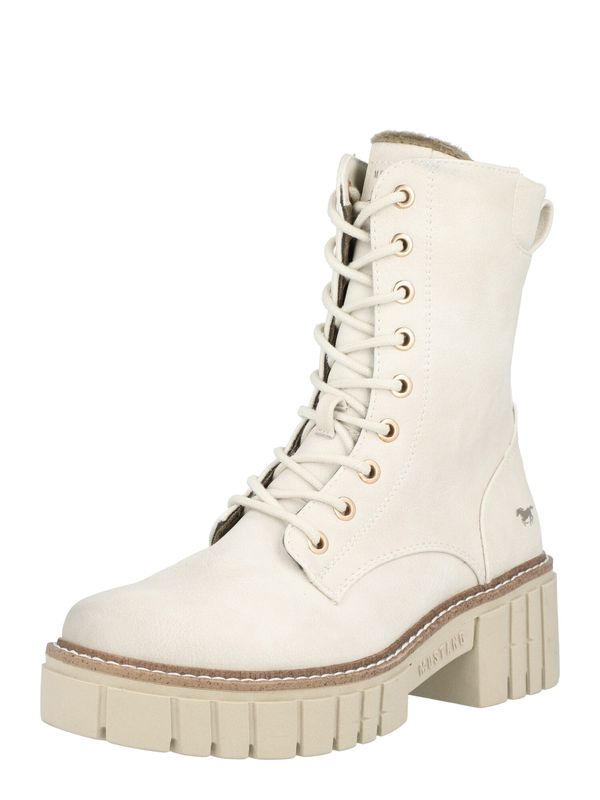 MUSTANG MUSTANG Ниски ботуши с връзки  кремаво