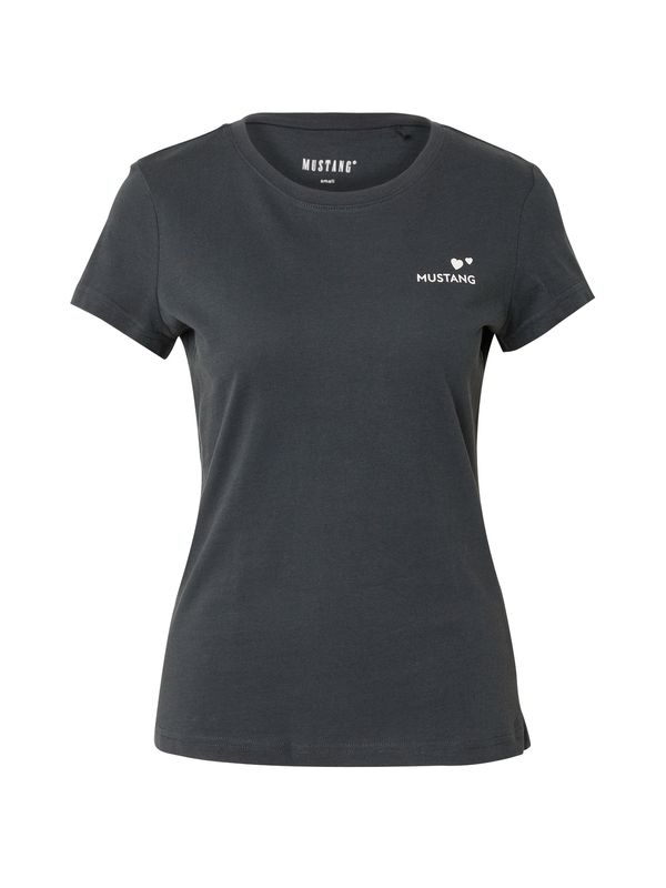 MUSTANG MUSTANG Тениска 'ALBANY'  тъмносиво / бяло