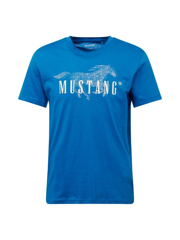 MUSTANG MUSTANG Тениска 'Alex C'  кралско синьо / естествено бяло