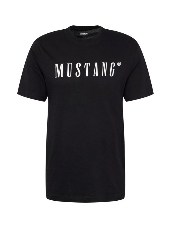MUSTANG MUSTANG Тениска 'Alex'  черно / бяло
