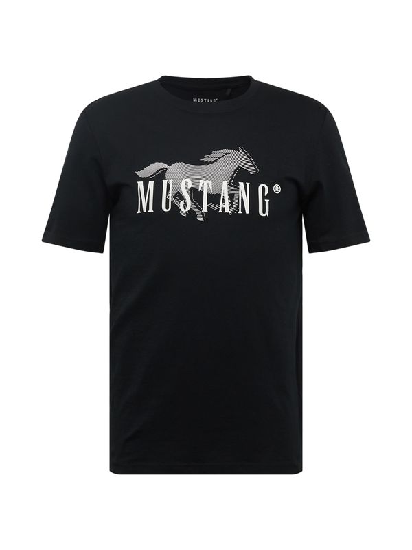 MUSTANG MUSTANG Тениска 'Austin'  черно / бяло