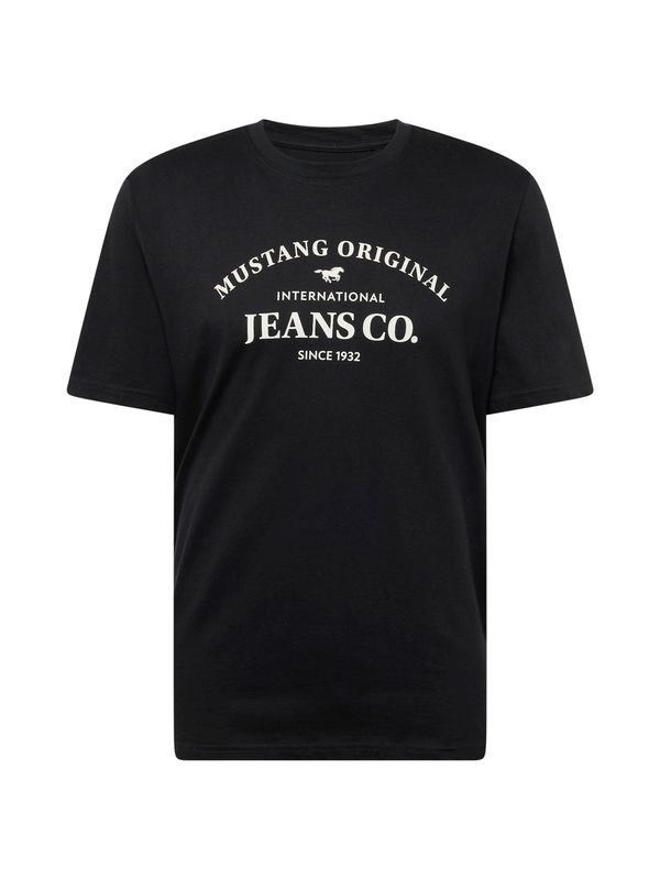 MUSTANG MUSTANG Тениска 'AUSTIN'  черно / бяло