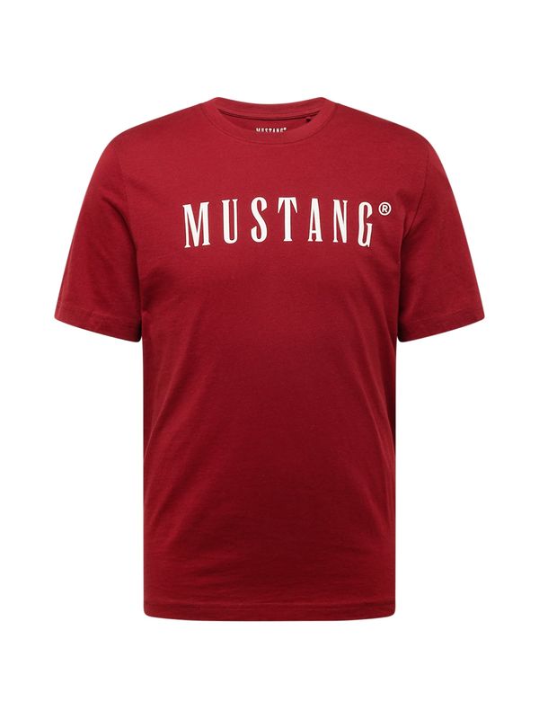 MUSTANG MUSTANG Тениска 'Austin'  карминено червено / бяло