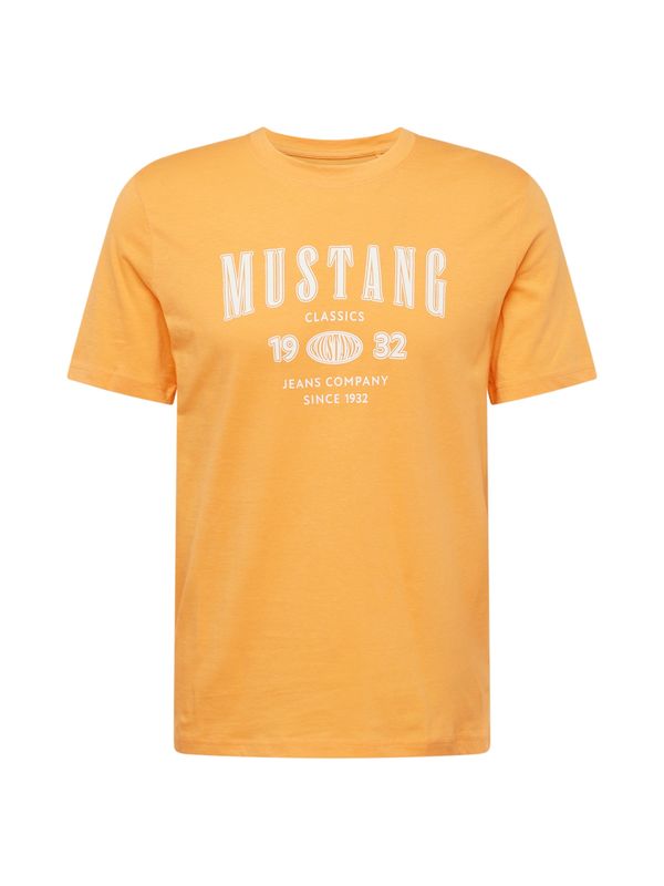 MUSTANG MUSTANG Тениска 'Austin'  оранжево / бяло