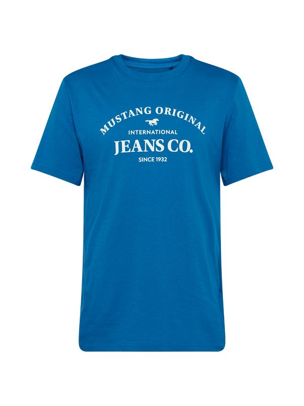 MUSTANG MUSTANG Тениска 'Austin'  синьо / бяло