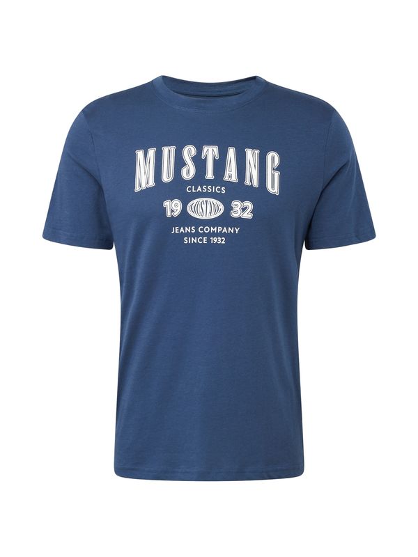 MUSTANG MUSTANG Тениска 'Austin'  тъмносиньо / бяло