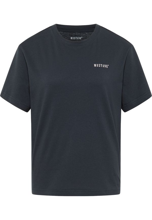 MUSTANG MUSTANG Тениска 'FLORIS'  тъмносиво / бяло