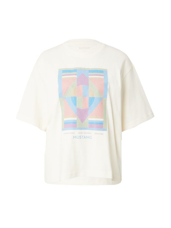 MUSTANG MUSTANG Тениска 'WELBY'  светлосиньо / светлозелено / лилав / естествено бяло