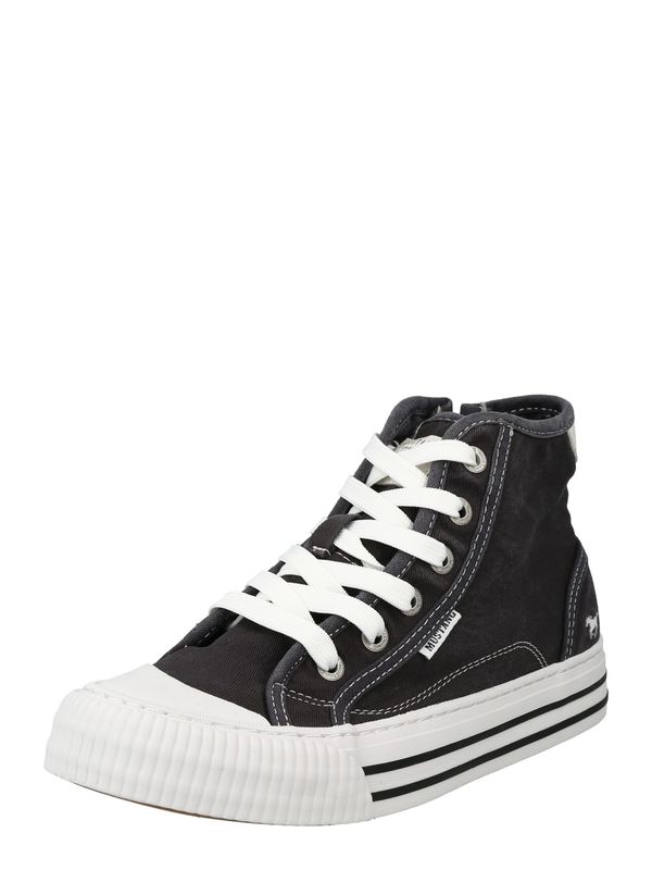 MUSTANG MUSTANG Високи маратонки  антрацитно черно / бяло