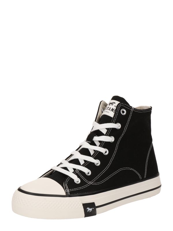 MUSTANG MUSTANG Високи маратонки  черно / бяло