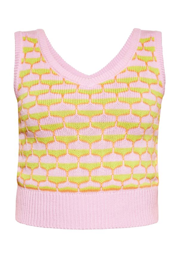 MYMO MYMO Плетен топ  светлозелено / оранжево / пепел от рози