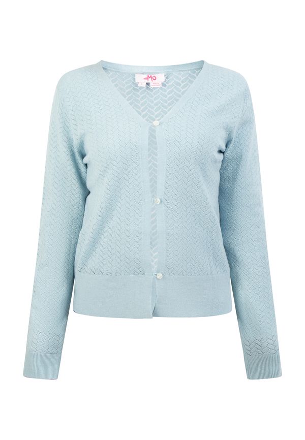 MYMO MYMO Плетена жилетка  светлосиньо / перлено бяло