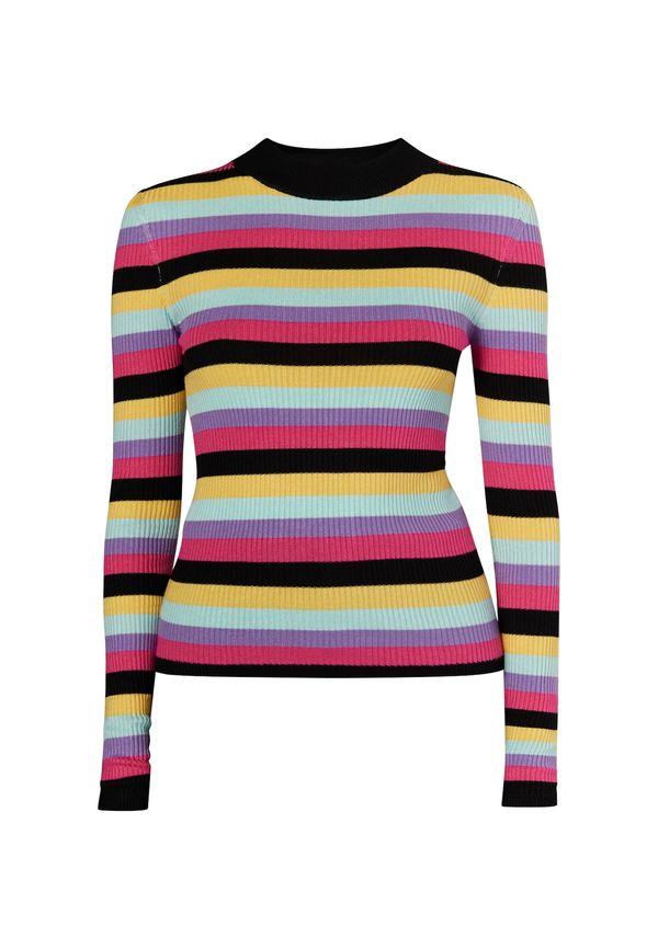 MYMO MYMO Пуловер 'Biany'  тъмножълто / лавандула / фуксия / черно