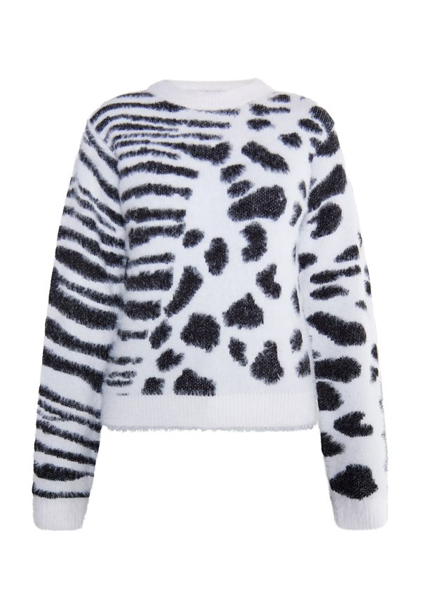 MYMO MYMO Пуловер 'Keepsudry'  черно / бяло