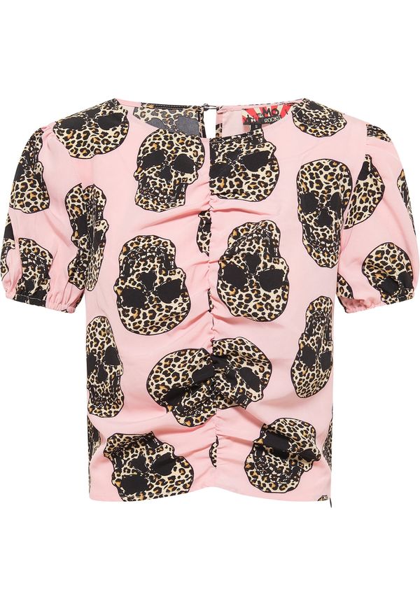 myMo ROCKS myMo ROCKS Блуза  бежово / светлокафяво / бледорозово / черно