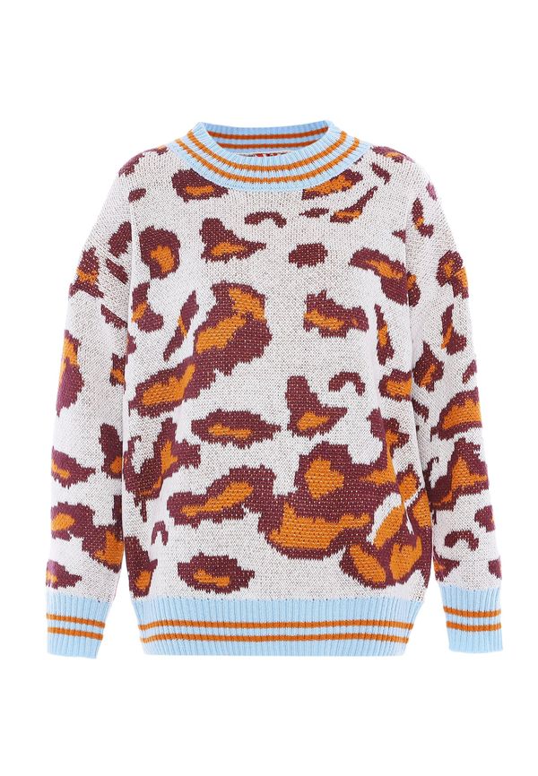 myMo ROCKS myMo ROCKS Пуловер  светлосиньо / ръждиво кафяво / оранжево / бял памук