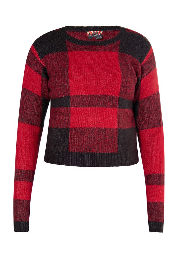 myMo ROCKS myMo ROCKS Пуловер 'Ucy'  червено / черно