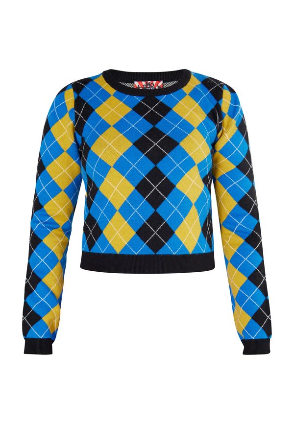 myMo ROCKS myMo ROCKS Пуловер 'Ucy'  синьо / мед / черно / бяло