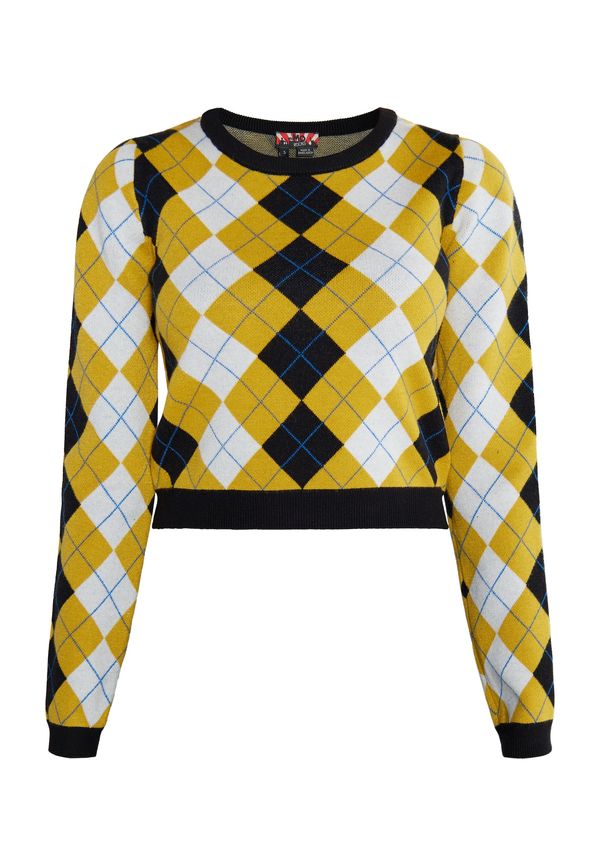 myMo ROCKS myMo ROCKS Пуловер 'Ucy'  синьо / жълто / черно / бяло