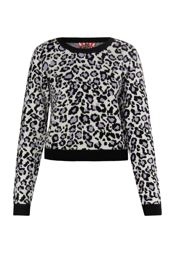 myMo ROCKS myMo ROCKS Пуловер 'Ucy'  светлолилаво / черно / бяло