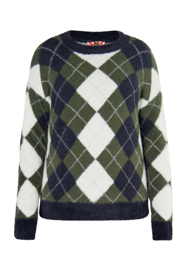 myMo ROCKS myMo ROCKS Пуловер  зелено / черно / бяло