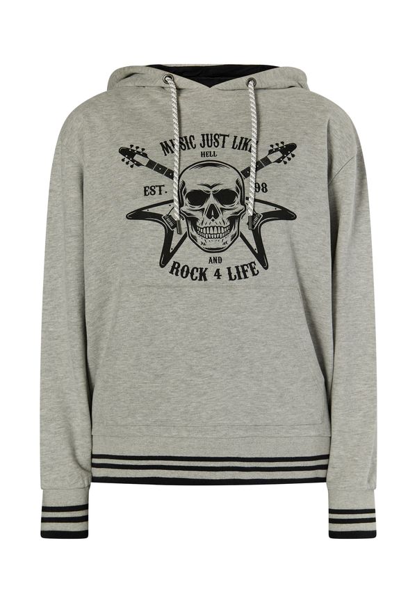 myMo ROCKS myMo ROCKS Суичър 'Ucy'  сив меланж / черно