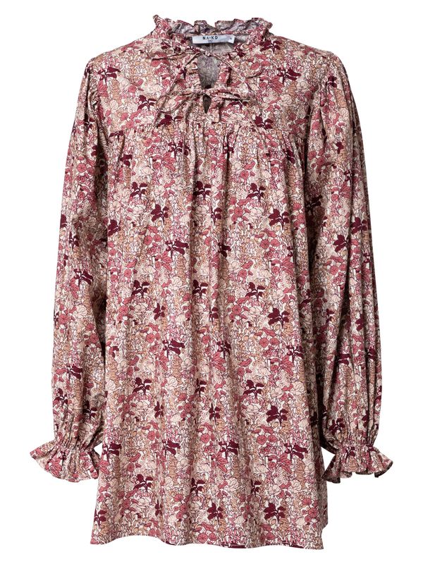 NA-KD NA-KD Рокля тип риза  кремаво / светложълто / розово / винено червено