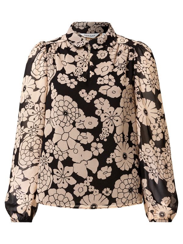 NAF NAF NAF NAF Блуза 'Kixties'  светлокафяво / черно