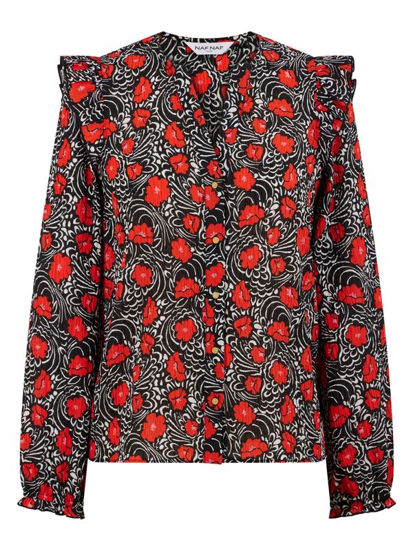 NAF NAF NAF NAF Блуза 'Office'  розово / червено / черно / бяло