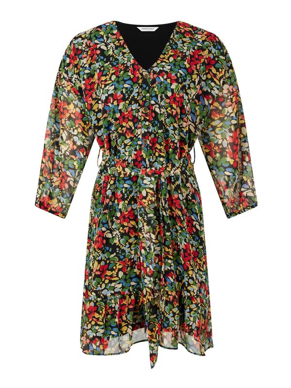 NAF NAF NAF NAF Рокля тип риза 'Tess'  пастелно жълто / тревнозелено / огнено червено / черно