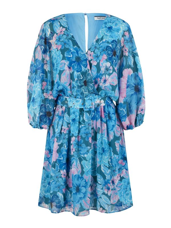NAF NAF NAF NAF Рокля за коктейл 'Aqua'  синьо / петрол / розово / бяло