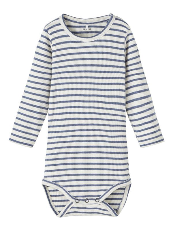 NAME IT NAME IT Бебешки гащеризони/боди 'BANE'  гълъбово синьо / бяло