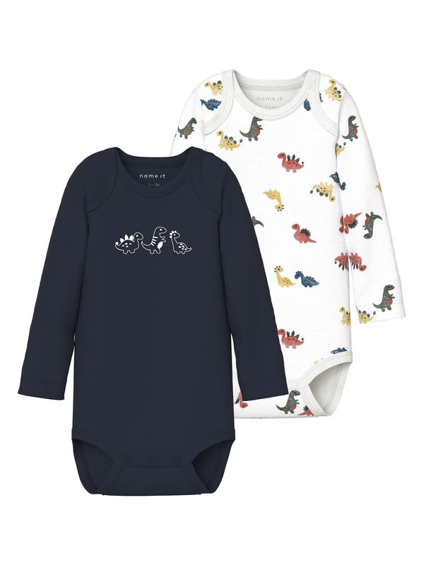 NAME IT NAME IT Бебешки гащеризони/боди 'Dino'  нейви синьо / пъстро / бяло