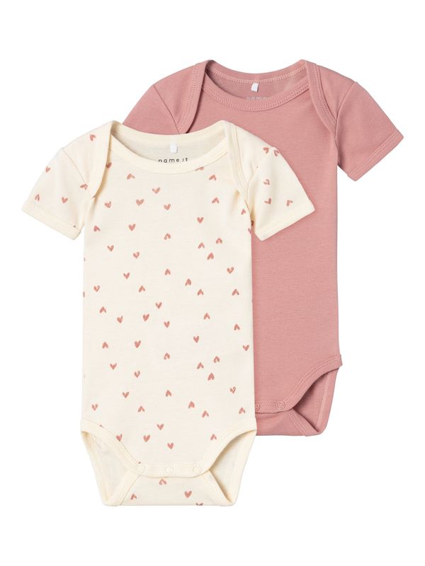 NAME IT NAME IT Бебешки гащеризони/боди  кремаво / бледорозово