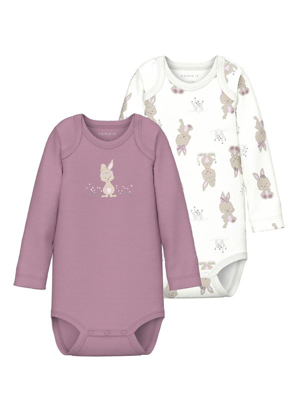 NAME IT NAME IT Бебешки гащеризони/боди  светлокафяво / бледоморав / розе / бял памук
