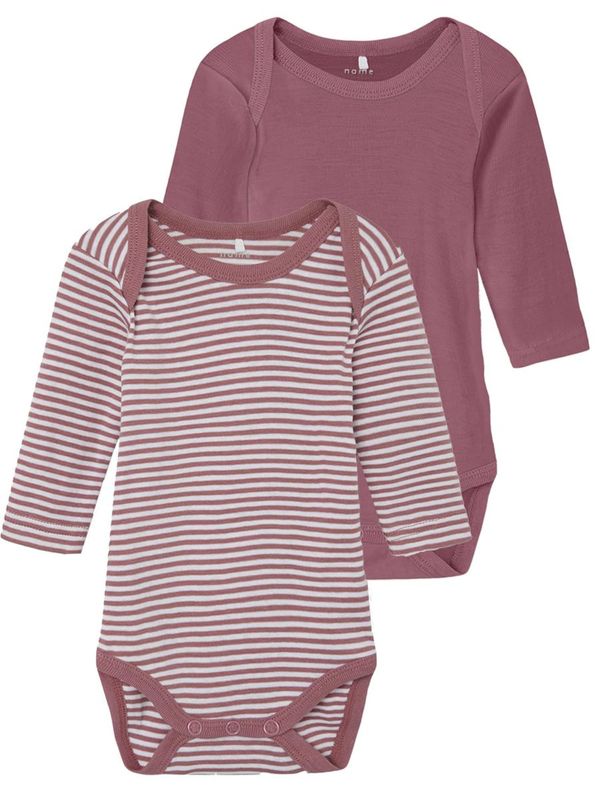 NAME IT NAME IT Бебешки гащеризони/боди  светлосиво / малина