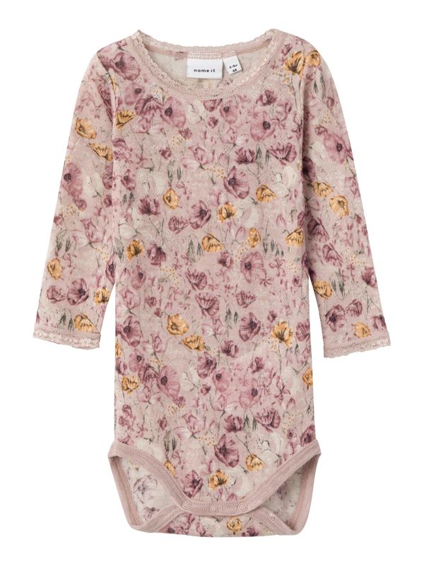 NAME IT NAME IT Бебешки гащеризони/боди 'Wang'  светлокафяво / златистожълто / тревнозелено / пепел от рози