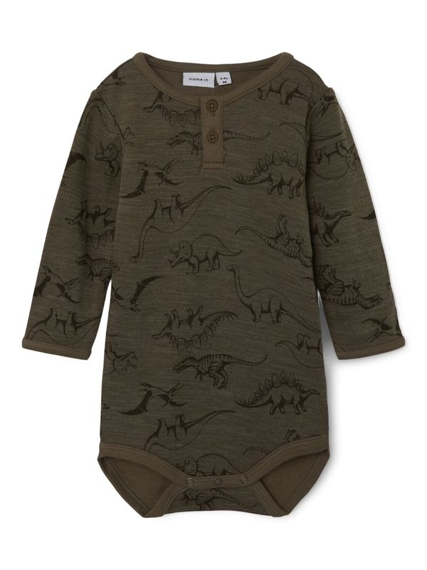 NAME IT NAME IT Бебешки гащеризони/боди 'Wuppo'  каки / черно