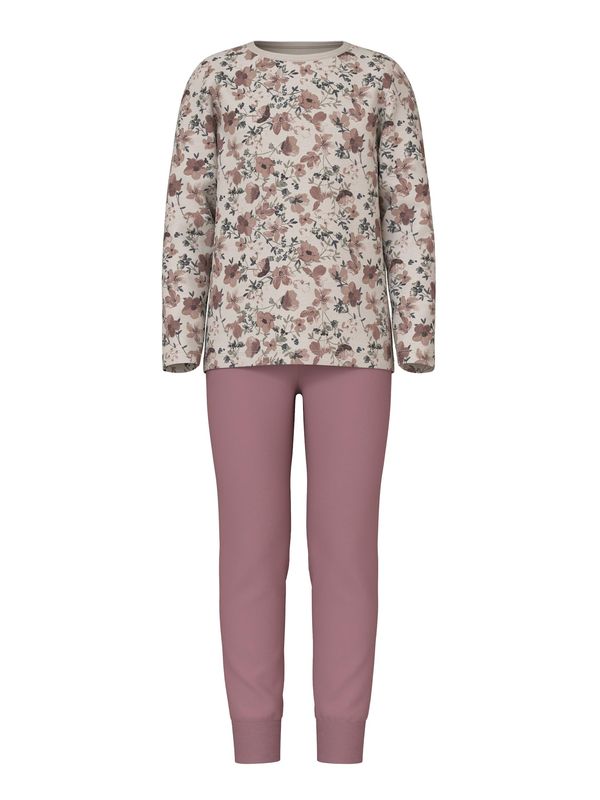 NAME IT NAME IT Комплект пижама 'Nostalgia Flower'  бежово / кафяво / каки / пепел от рози