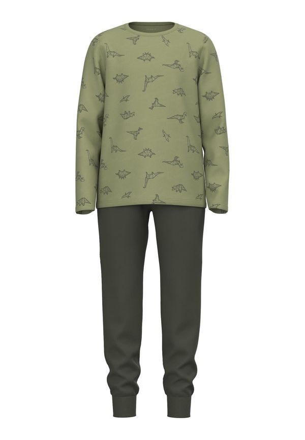 NAME IT NAME IT Комплект пижама 'Sage Dino'  каки / маслина / светлозелено