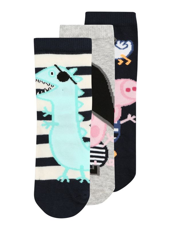 NAME IT NAME IT Къси чорапи 'FINNI PEPPAPIG'  нощно синьо / сив меланж / бледорозово / бял памук