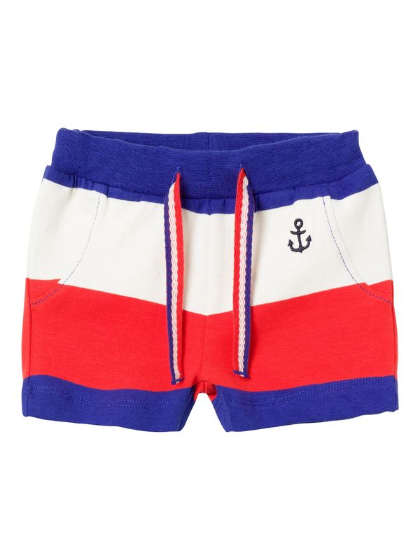 NAME IT NAME IT Панталон 'FACTS'  екрю / кралско синьо / червено