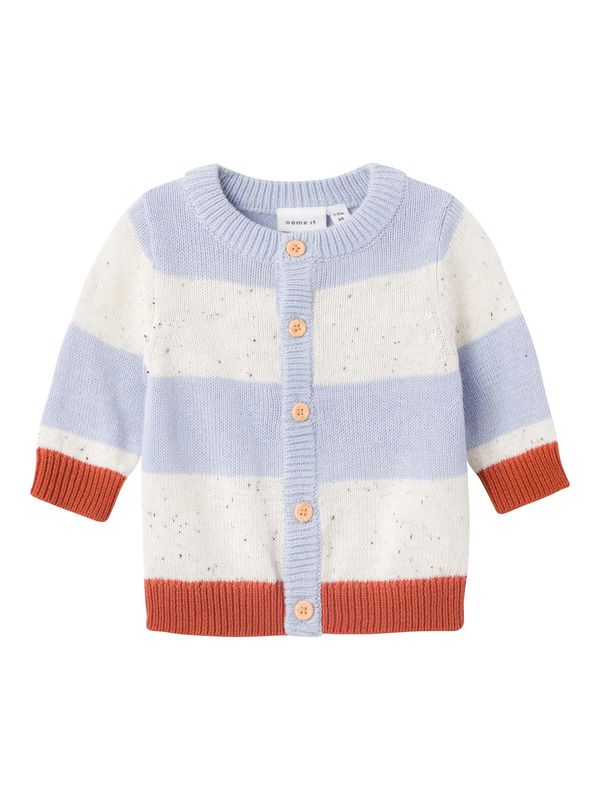 NAME IT NAME IT Плетена жилетка 'Tetim'  светлосиньо / ръждиво червено / бял меланж