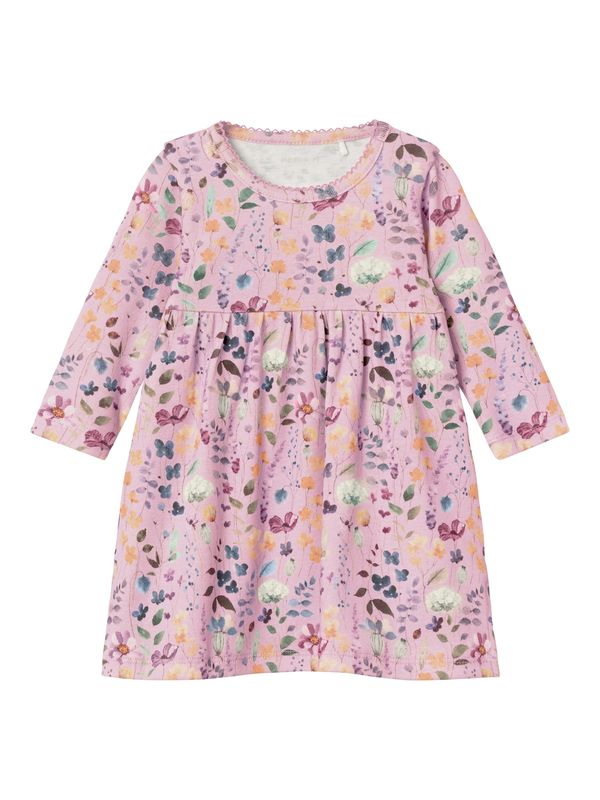 NAME IT NAME IT Рокля 'DUSSA'  зелено / къпина / оранжево / бледорозово