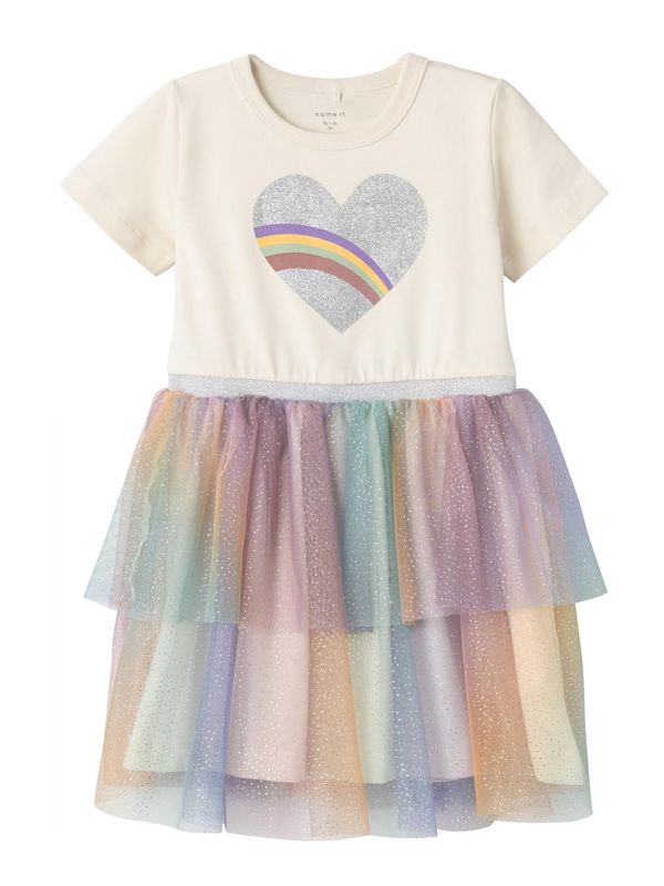 NAME IT NAME IT Рокля 'HAPPI'  кремаво / сребърно сиво / лилав / оранжево
