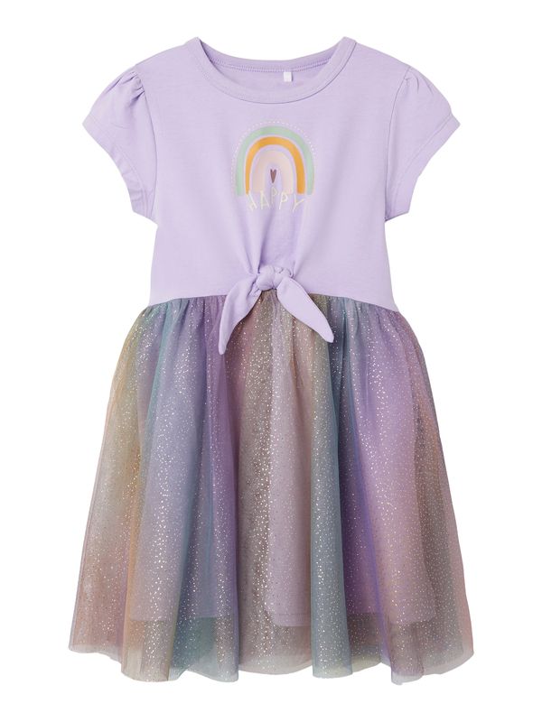 NAME IT NAME IT Рокля 'HAPPI'  златистожълто / пастелно зелено / пастелнолилаво / пастелно розово