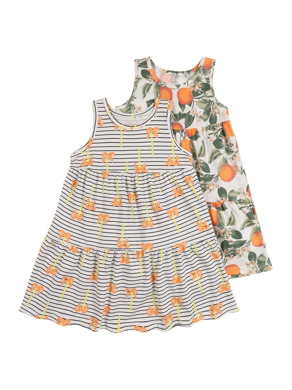 NAME IT NAME IT Рокля 'VIGGA'  маслина / оранжево / черно / бяло
